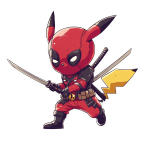 Deadpool Pikachu Hybrid Vinyl Car Decal Sticker – Waterproof & UV-Resistant 8"