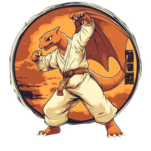 Karate Charizard Kick Vinyl Car Decal Sticker – Waterproof & UV-Resistant 8"