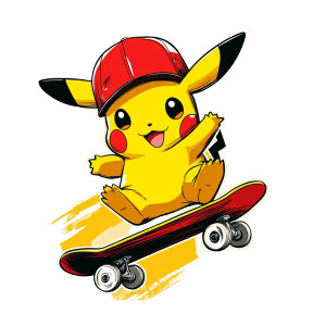 Pikachu Skateboarding V3 Vinyl Car Decal Sticker – Waterproof & UV-Resistant 8"