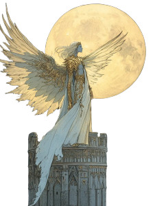 Golden Angel Tower Vinyl Car Decal Sticker – Waterproof & UV-Resistant 8" Golden Angel Tower Vinyl Car Decal Sticker – Waterproof & UV-Resistant 8"