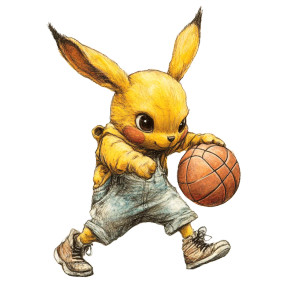 Pikachu Basketball Surrealism Vinyl Car Decal Sticker – Waterproof & UV-Resistant 8"