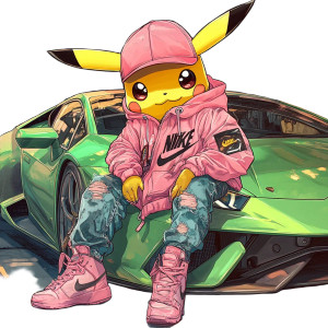 Pikachu Head Nike Cap Vinyl Car Decal Sticker – Waterproof & UV-Resistant 8"