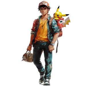 Pokemon Male Trainer Vinyl Car Decal Sticker – Waterproof & UV-Resistant 8"