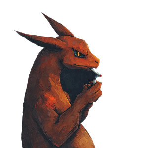 Sleazy Charizard Smoking Vinyl Car Decal Sticker – Waterproof & UV-Resistant 8"