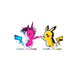 Unicorn & Pikachu Rave Vinyl Car Decal Sticker – Waterproof & UV-Resistant 8"