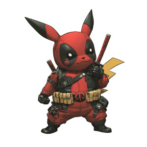 Pikachu Deadpool Fusion Vinyl Car Decal Sticker – Waterproof & UV-Resistant 8"