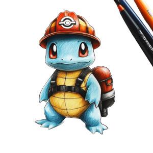 Squirtle Fireman Sketch Vinyl Car Decal Sticker – Waterproof & UV-Resistant 8"