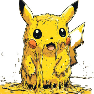 Melting Pikachu Comic Vinyl Car Decal Sticker – Waterproof & UV-Resistant 8"