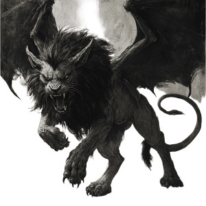 Dark Eerie Manticore Vinyl Car Decal Sticker – Waterproof & UV-Resistant 8"