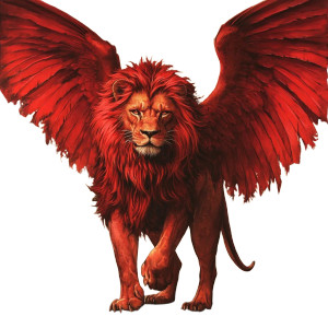 Red Winged Lion Vinyl Car Decal Sticker – Waterproof & UV-Resistant 8"