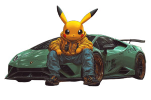 Pikachu Head Character Vinyl Car Decal Sticker – Waterproof & UV-Resistant 8"