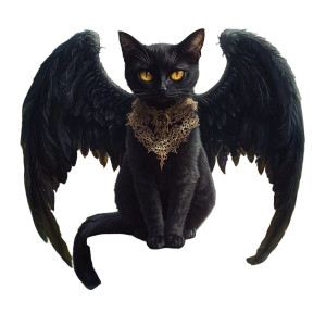 Winged Black Cat Vinyl Car Decal Sticker – Waterproof & UV-Resistant 8"