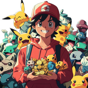 Ash With Pokemon V2 Vinyl Car Decal Sticker – Waterproof & UV-Resistant 8"