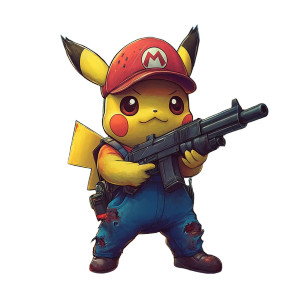 Chibi Pikachu Vs Zombies Vinyl Car Decal Sticker – Waterproof & UV-Resistant 8"