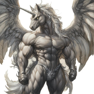 Muscular Winged Unicorn Vinyl Car Decal Sticker – Waterproof & UV-Resistant 8"