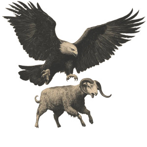 Eagle Attacking Ram Vinyl Car Decal Sticker – Waterproof & UV-Resistant 8"