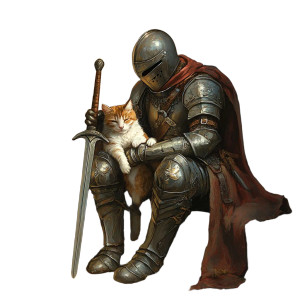 Knight With Cat V16 Vinyl Car Decal Sticker – Waterproof & UV-Resistant 8"