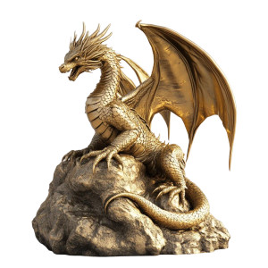 Golden Dragon Sculpture Vinyl Car Decal Sticker – Waterproof & UV-Resistant 8"