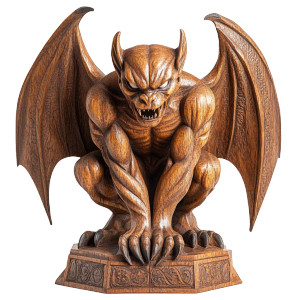 Wooden Gargoyle Sculpture Vinyl Car Decal Sticker – Waterproof & UV-Resistant 8"