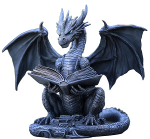 Dragon Statue Reading Vinyl Car Decal Sticker – Waterproof & UV-Resistant 8"