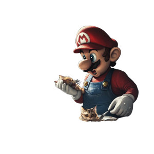 Mario Eating Cat Vinyl Car Decal Sticker – Waterproof & UV-Resistant 8"