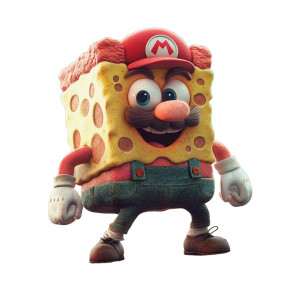 Mario As Spongebob Vinyl Car Decal Sticker – Waterproof & UV-Resistant 8"