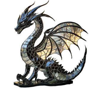 Glittery Dragon Sculpture Vinyl Car Decal Sticker – Waterproof & UV-Resistant 8"