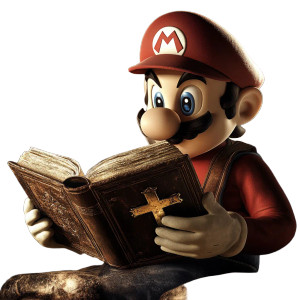 Mario Reading Bible Vinyl Car Decal Sticker – Waterproof & UV-Resistant 8" Mario Reading Bible Vinyl Car Decal Sticker – Waterproof & UV-Resistant 8"