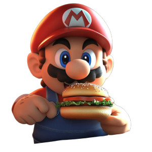 Nintendo Eats Burger Vinyl Car Decal Sticker – Waterproof & UV-Resistant 8"