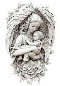 Angel Holding Baby V2 Vinyl Car Decal Sticker – Waterproof & UV-Resistant 8"