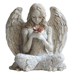 Wooden Angel Sculpture Vinyl Car Decal Sticker – Waterproof & UV-Resistant 8"