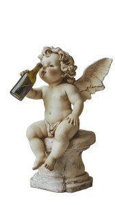 Cherub Drinking Wine Vinyl Car Decal Sticker – Waterproof & UV-Resistant 8"