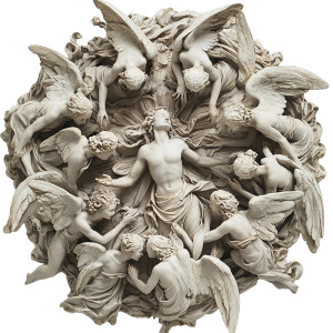 Angelic Statue Scene Vinyl Car Decal Sticker – Waterproof & UV-Resistant 8"