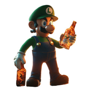 Angry Luigi Flaming Vinyl Car Decal Sticker – Waterproof & UV-Resistant 8"