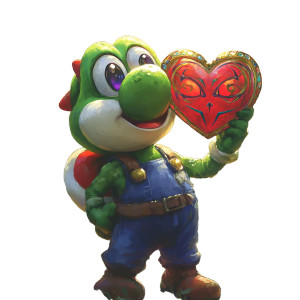 Yoshi With Mask Vinyl Car Decal Sticker – Waterproof & UV-Resistant 8"