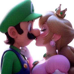 Princess Peach Kissing Luigi Vinyl Car Decal Sticker – Waterproof & UV-Resistant 8"