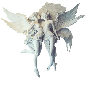 Angel Demon Sculpture Vinyl Car Decal Sticker – Waterproof & UV-Resistant 8"