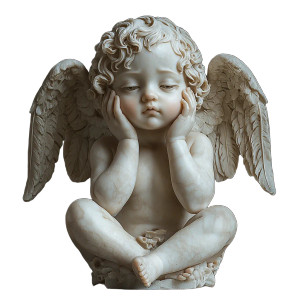 Somber Cherub Angel Vinyl Car Decal Sticker – Waterproof & UV-Resistant 8"