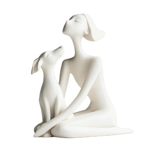 Calm Woman With Dog Vinyl Car Decal Sticker – Waterproof & UV-Resistant 8"