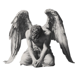 Fallen Angel Kneeling Vinyl Car Decal Sticker – Waterproof & UV-Resistant 8"