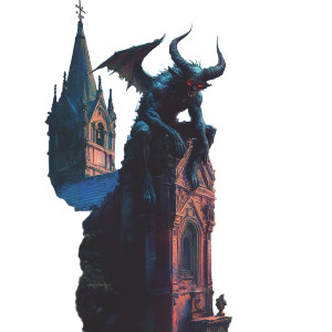Devil Monster On Church Vinyl Car Decal Sticker – Waterproof & UV-Resistant 8"