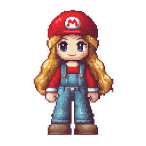 Pixel Mario Girl Vinyl Car Decal Sticker – Waterproof & UV-Resistant 8"