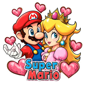 Mario & Peach Love Vinyl Car Decal Sticker – Waterproof & UV-Resistant 8"