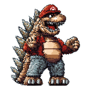 Mario-Godzilla Sprite Vinyl Car Decal Sticker – Waterproof & UV-Resistant 8" Mario-Godzilla Sprite Vinyl Car Decal Sticker – Waterproof & UV-Resistant 8"