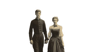 Vintage Couple Stroll Vinyl Car Decal Sticker – Waterproof & UV-Resistant 8"