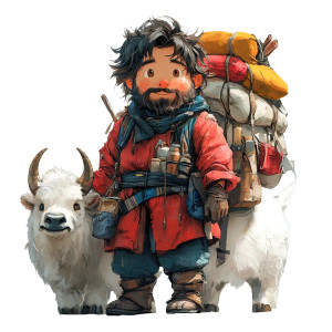 Traveling Merchant Cartoon Vinyl Car Decal Sticker – Waterproof & UV-Resistant 8"