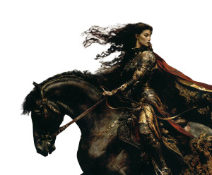 Warrior Woman Riding Vinyl Car Decal Sticker – Waterproof & UV-Resistant 8"