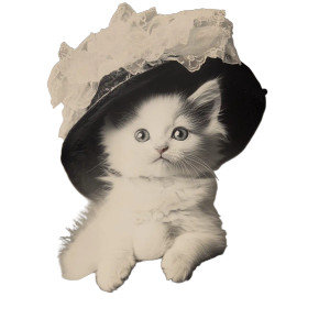 Victorian Hat Kitten Vinyl Car Decal Sticker – Waterproof & UV-Resistant 8"