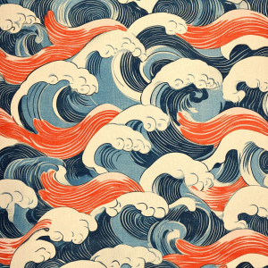 Ukiyoe Wave Textile Vinyl Car Decal Sticker – Waterproof & UV-Resistant 8"