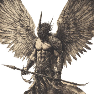 Haloed Warrior Vinyl Car Decal Sticker – Waterproof & UV-Resistant 8"